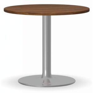 Konferenční stolek ZEUS II, průměr 600 mm, chromovaná podnož, deska ořech