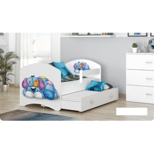 Dětská pohádková postel LUCIE P2 + matrace + rošt ZDARMA, 200x90, bílá/vzor 11