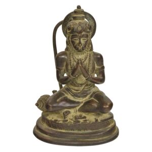 Hanuman, mosazná socha, 13x10x19cm