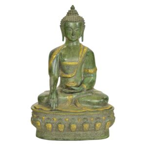 Sanu Babu Buddha Šakjamuni, antik zelená patina, mosaz, 35x30x52cm
