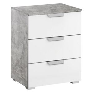 Vyšší noční stolek Aditio, šedý beton/bílá