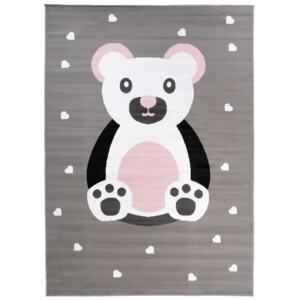 Dětský koberec PINKY Bear šedý - 80x150 cm