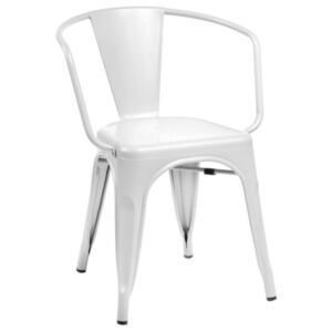 Jídelní židle Tolix 45 s područkami, bílá