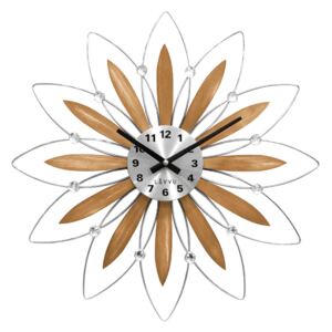 Dřevěné stříbrné hodiny LAVVU CRYSTAL Flower s čísly LCT1115 (POŠTOVNÉ ZDARMA!!)