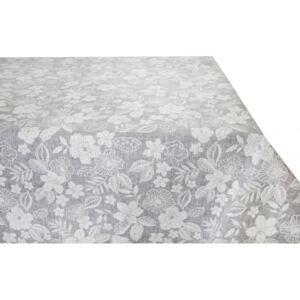 Bavlněný ubrus šedý s bílými květy Made in Italy Šedá 90 x 90 cm