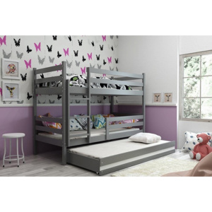 Patrová postel RAFAL 3 + matrace + rošt ZDARMA, 80x190 cm, grafit,bílá