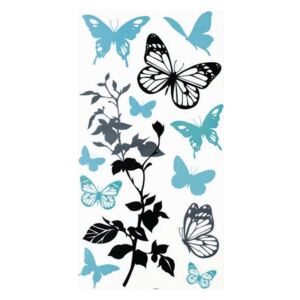 Samolepící pokojová dekorace Motýlci černošedí s tyrkysovou