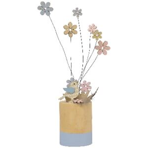 Dřevěná dekorace Jarní kytičky na podstavci