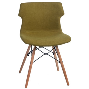 Jídelní židle s čalouněním v zelené barvě na dřevěné podnoži DO049