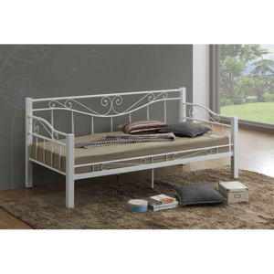 Kovová postel 90x200 cm v bílé barvě s roštem KN1254