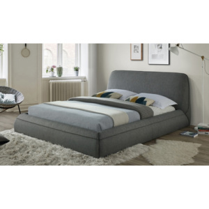 Manželská postel 160x200 cm čalouněná látkou v šedé barvě s roštem KN930