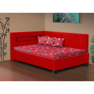 Nabytekmorava Čalouněná postel s úložným prostorem Mia Robin 120 matrace: bez matrace, Barva postele: červená, Úložný prostor: s úložným prostorem
