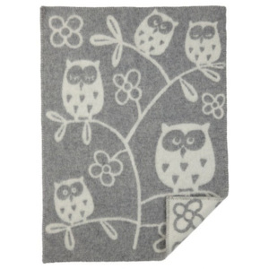 Vlněná dětská deka Tree Owl grey, Světle šedá