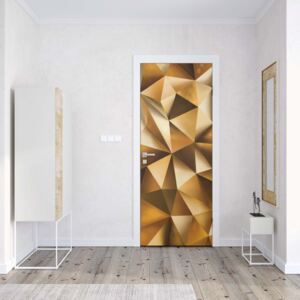 GLIX Fototapeta na dveře - 3D Polygon Texture Gold | 91x211 cm