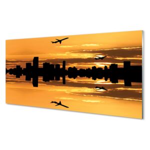Skleněný panel Skleněný panel Sun City letadla 100x50cm