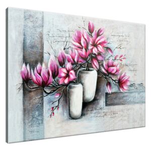 Ručně malovaný obraz Růžové magnolie ve váze 115x85cm RM3906A_1AS
