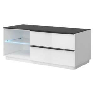 TV stolek/skříňka Toft Typ 41 (bílá + černé sklo)