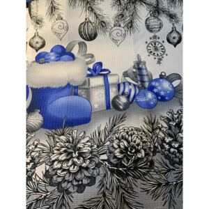 Utěrka vánoční - ozdobičky modré