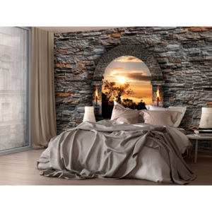 *Tapeta Kamenná zeď s oknem (400x280 cm) - Murando DeLuxe