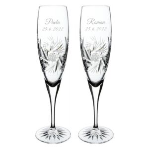 Onte Crystal Bohemia Crystal ručně broušené sklenice na šampaňské Větrník 200 ml 2KS s GRAVÍROVÁNÍM