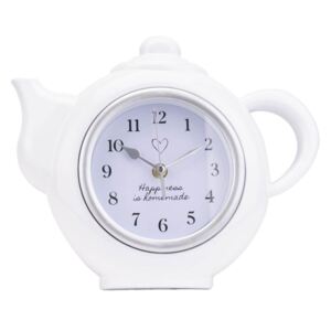 Sifcon Bílé nástěnné hodiny ve tvaru čajové konvice