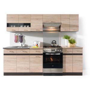 Kuchyně BRW Junona line 240 cm Wenge a Dub Sonoma světlá