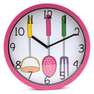 Unihouse Růžové nástěnné hodiny do kuchyně
