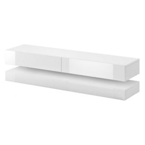 Podlahový a Závěsný TV stolek Roto 140 bílý mat + bílý lesk