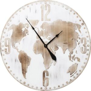 KARE DESIGN Nástěnné hodiny Antique World O80 cm - bílé