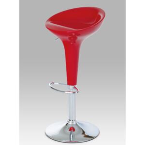 Autronic - Barová židle, červený plast / chrom - AUB-9002 RED