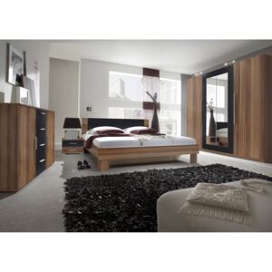 WILDER ložnice s postelí 180x200 cm, červený ořech/černá
