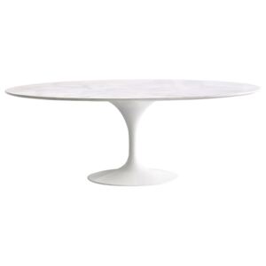 Stůl TULIP ELLIPSE MARBLE bílý - oválná mramorová deska, kov