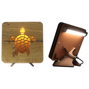 Lampička s motivem želvy Funkce lampičky: lampička s přímým světlem, barva podsvícení grafiky: ultra teplá, barva pohledové desky: dřevo žlutá