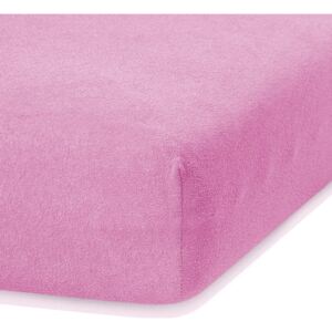 Tmavě růžové elastické prostěradlo s vysokým podílem bavlny AmeliaHome Ruby, 200 x 80-90 cm