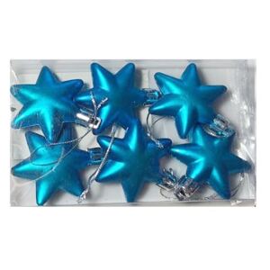 Vánoční ozdoby hvězda 5 cm sada 6 ks tyrkysově modré matné