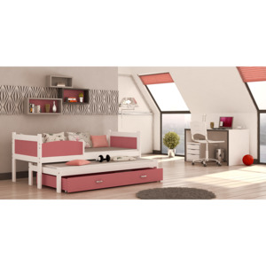 Dětská postel SWING P2 color + matrace + rošt ZDARMA, 184x80, bílá/růžová