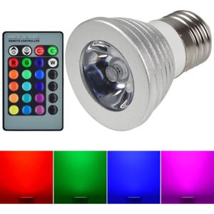 RGB LED žárovka E27 3W RGB s dálkovým ovladačem 3 kusy (Výhodná cena setu 3 kusů žárovek)