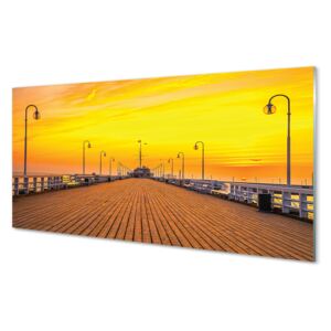 Skleněný panel Skleněný panel Gdańsk Pier sea sunset 100x50cm