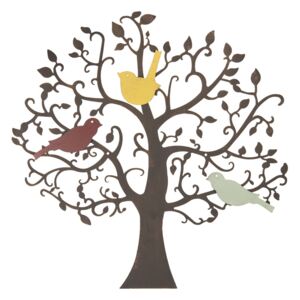 Nástěnná kovová dekorace Strom s ptáčky - Ø 55 cm