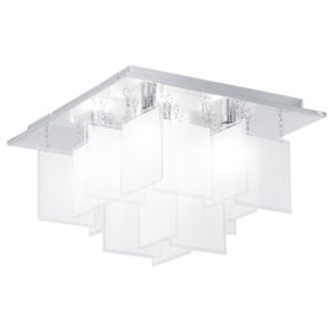 Elegantní stropní svítidlo s bílými skleněnými ověsky ve třech velikostech - 370 x 235 x 370 mm, 5 x 33 W, matné, bílé sklo