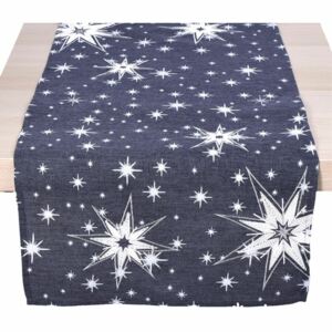 Forbyt Vánoční ubrus Hvězdy šedá, 40 x 80 cm