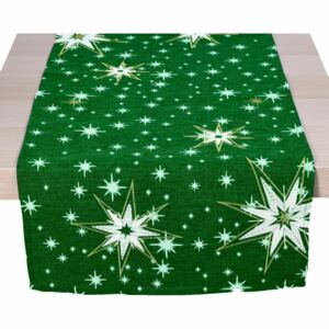 Vánoční běhoun Hvězdy zelená, 40 x 85 cm