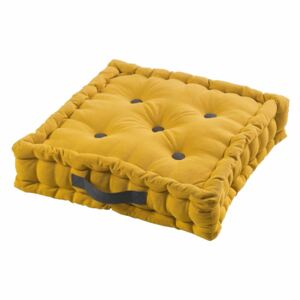 Podlahový polštář PACHA, 45 x 45 x 10 cm, žlutá