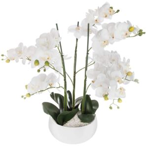 Umělá rostlina ORCHIDE, bílý květináč, 65 cm