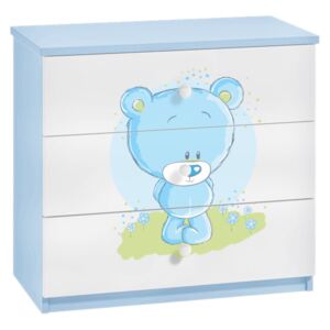 Expedo Dětská komoda SOGNO, 80x80x41, modrá/modrý medvěd