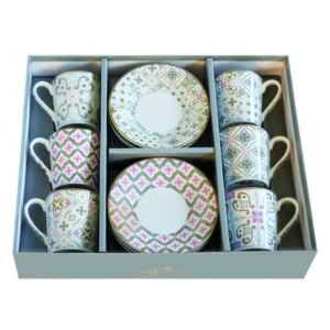 Easy Life Cups & Mugs Coffee Mania Porcelánové šálky s podšálky na kávu Tiles Grey 6 ks