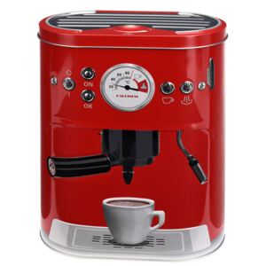 Kovová nádoba na sladkosti COFFEE MACHINE, 19 x 13,5 x 7,5 cm, červená barva
