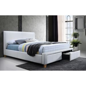 Čalouněná postel NEAPOLI 160x200 - bílá ekokůže