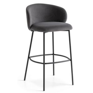 Connubia Barová židle Tuka, kov, výška sedu 76 cm, CB1996 Podnoží: Matný černý lak (kov), Sedák: Umělá kůže Ekos - Black (černá)