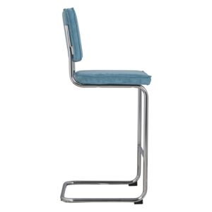 Modrá čalouněná barová židle LOPEZ